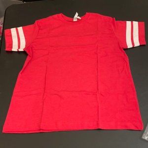 Aquaguard Girl's Red with White Striped Short Sleeves Football T-shirt M NIP